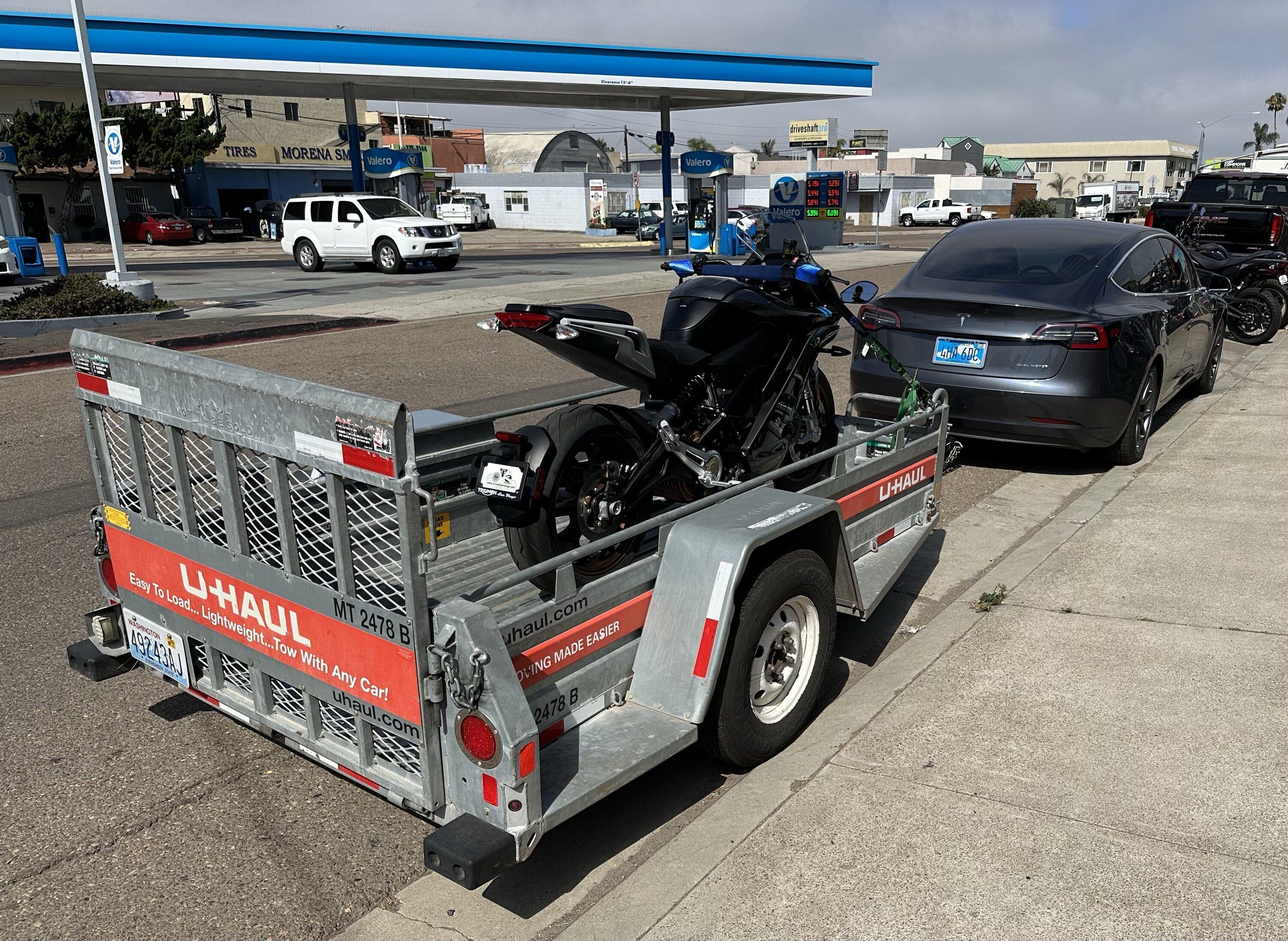 2027 Ram Dakota Pickup Towing my new Zero electric bike with the Tesla 1692632468588
