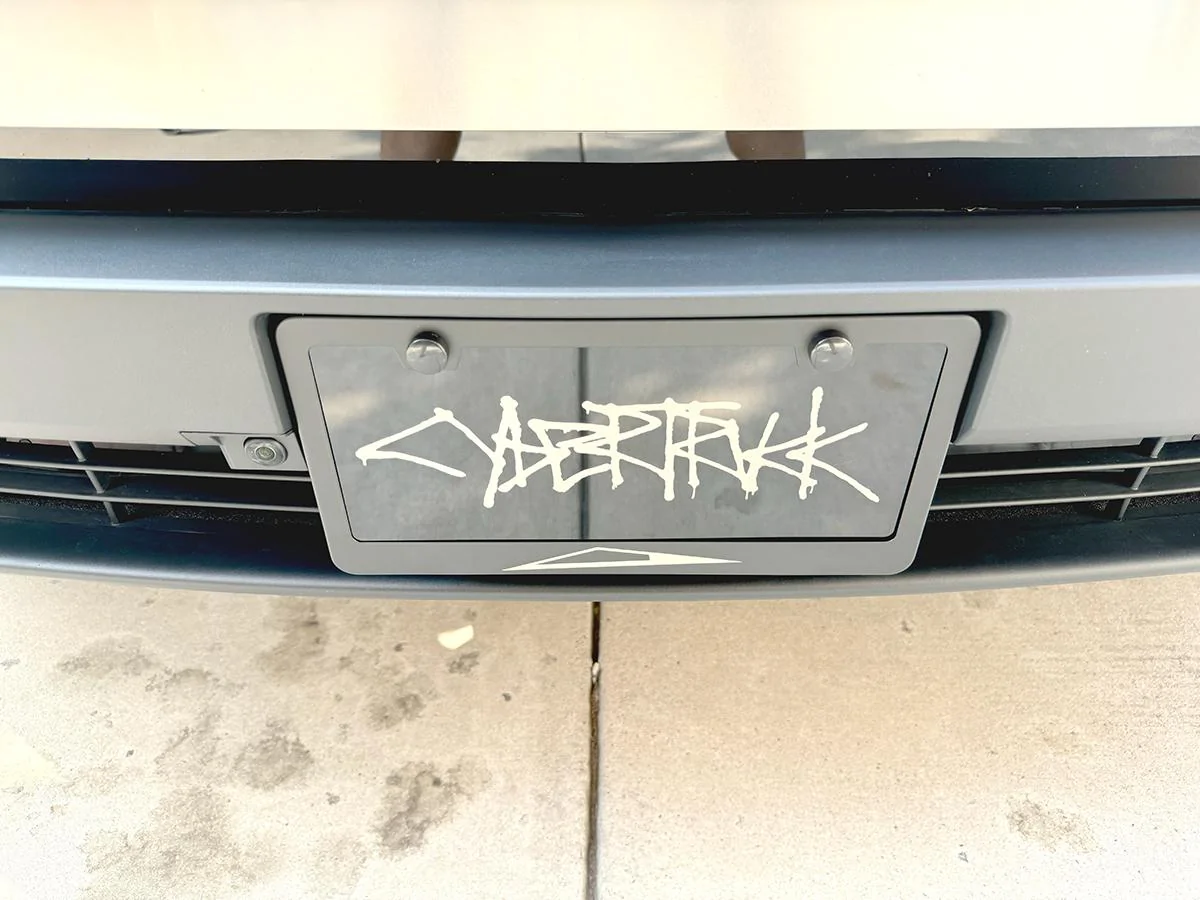 2027 Ram Dakota Pickup ? Cybertruck Graffiti Vanity License Plate club-vanity-cybertruck-graffiti-frame-front