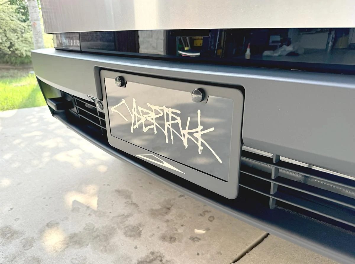 2027 Ram Dakota Pickup ? Cybertruck Graffiti Vanity License Plate club-vanity-cybertruck-graffiti-frame-right