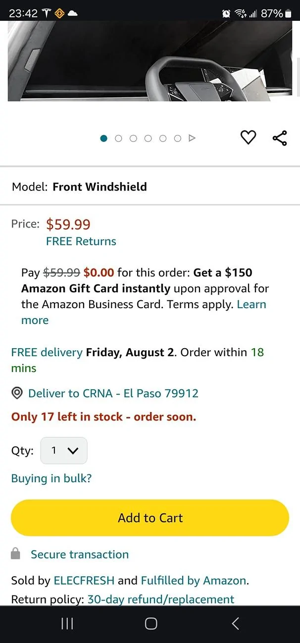 2027 Ram Dakota Pickup [Elecfresh] Windshield Sunshade For Cybertruck Screenshot_20240727_234203_Chrom